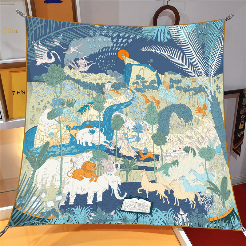 Scarf Silk Square - Silk Scarf Women Rainforest Animals Square
