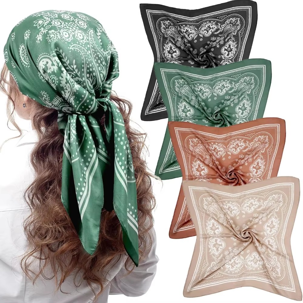 Ascot Neck Scarf - Luxury Brand Silk Square Paisley Scarf
