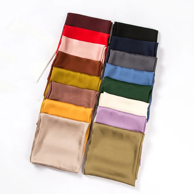 Satin Scarf Women 70cm Solid C - Scarf Silk Square review and price