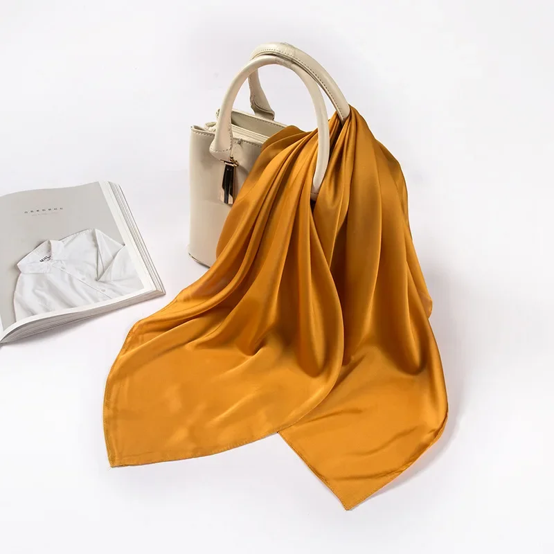 Satin Scarf Women 70cm Solid C - Scarf Silk Square review and price