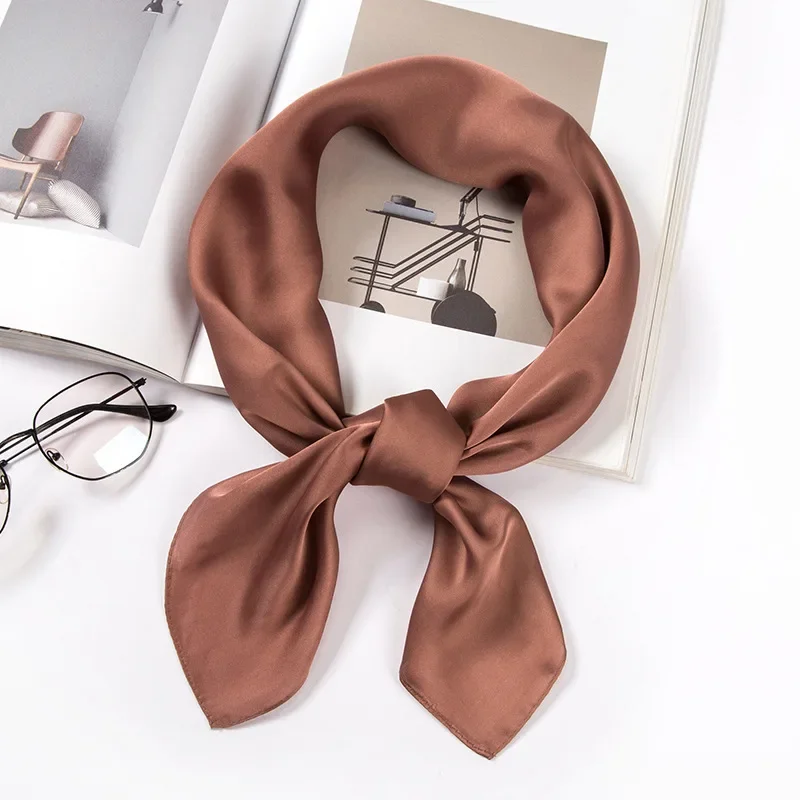 Satin Scarf Women 70cm Solid C - Scarf Silk Square review and price