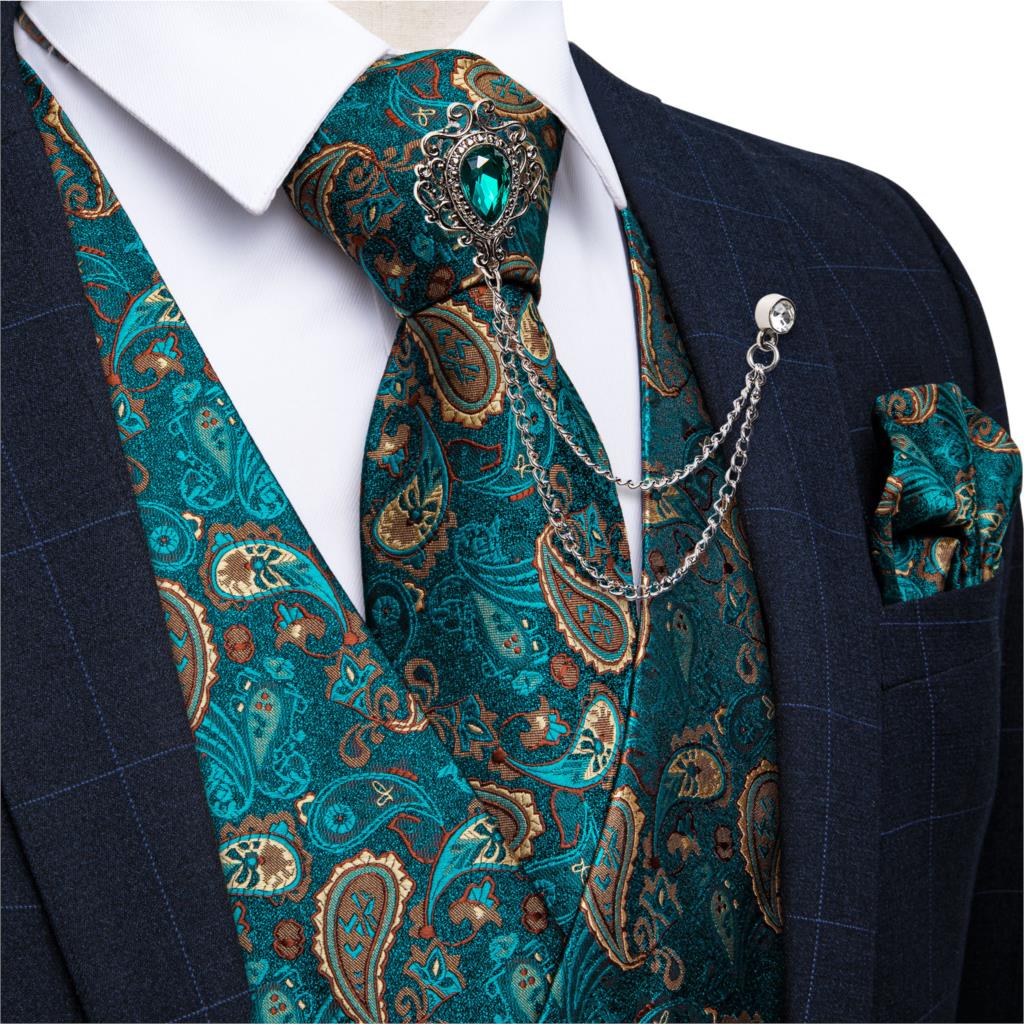 New Teal Green Paisley Formal  - Pocket Square Set review and price