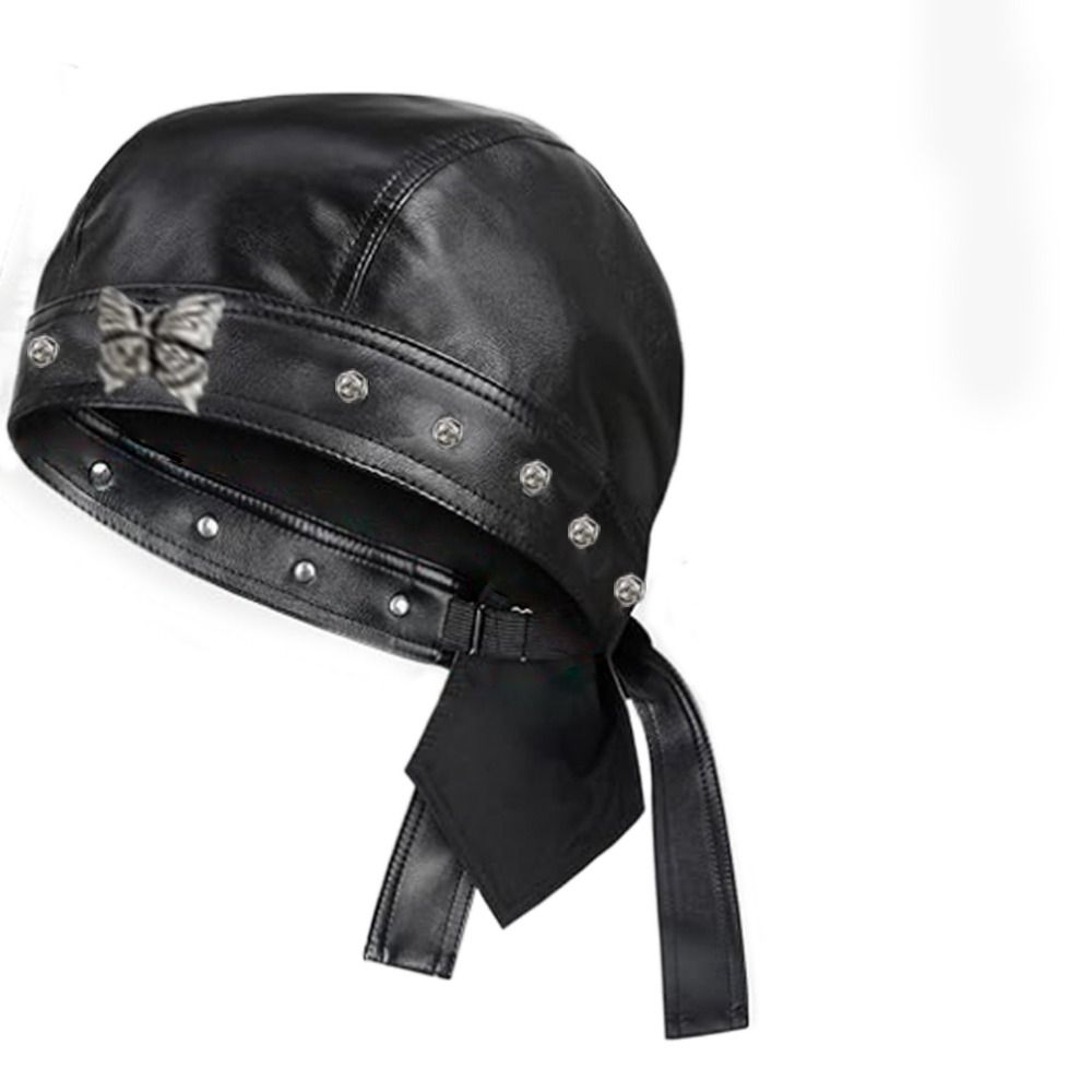 New PU Leather Black Biker Cap - Bandana Doo Rag review and price